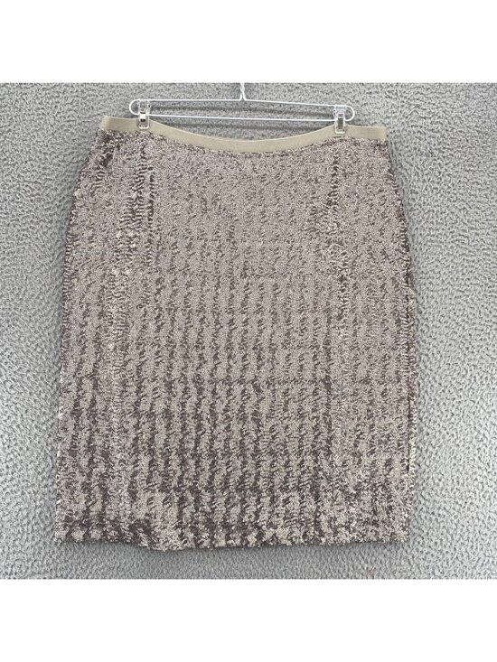 J. Jill Dresses & Skirts - J Jill Skirt Womens Large Silver Sequins Pull On Knee Length Straight Pencil NWT